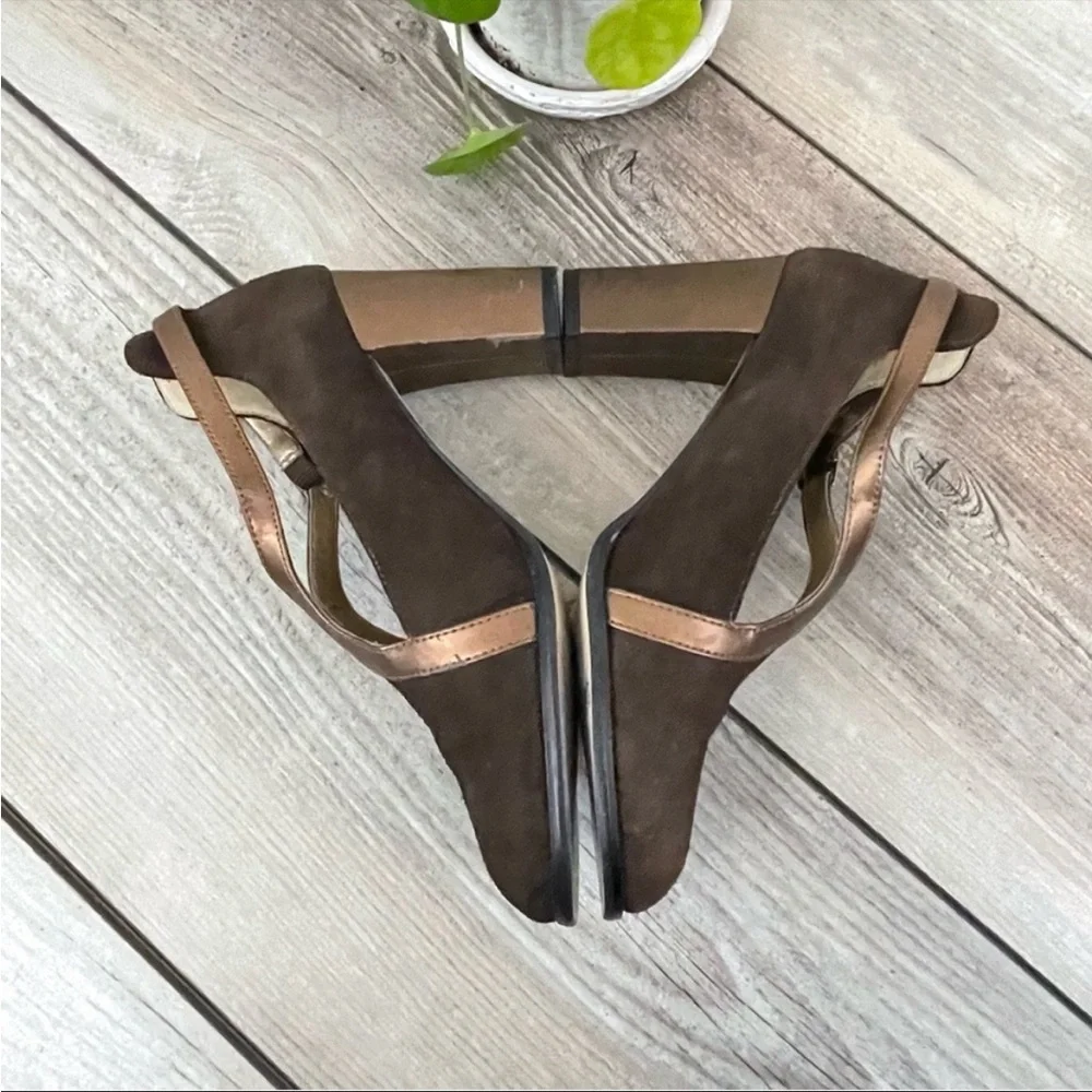Vintage Suede Leather Heels Women’s‎ 7.5 Brown Mary Jane Style Retro Chic Casual